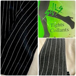 NWOT: Silks Black and White Striped Tights New 95-130 Lbs